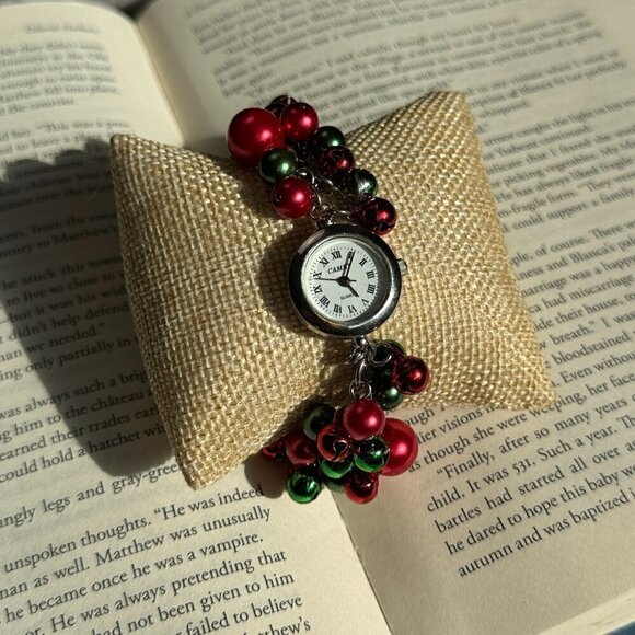 Christmas Theme Jingle Bell Bracelet Watch 7.25" with New Battery - Picture 3 of 11